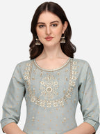 Embroidered Kurta With Pant & Dupatta Set, Multicolor - Hiral Fashion | Grocsy