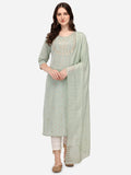 Embroidered Kurta With Pant & Dupatta Set, Multicolor - Hiral Fashion | Grocsy