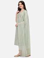 Embroidered Kurta With Pant & Dupatta Set, Multicolor - Hiral Fashion | Grocsy
