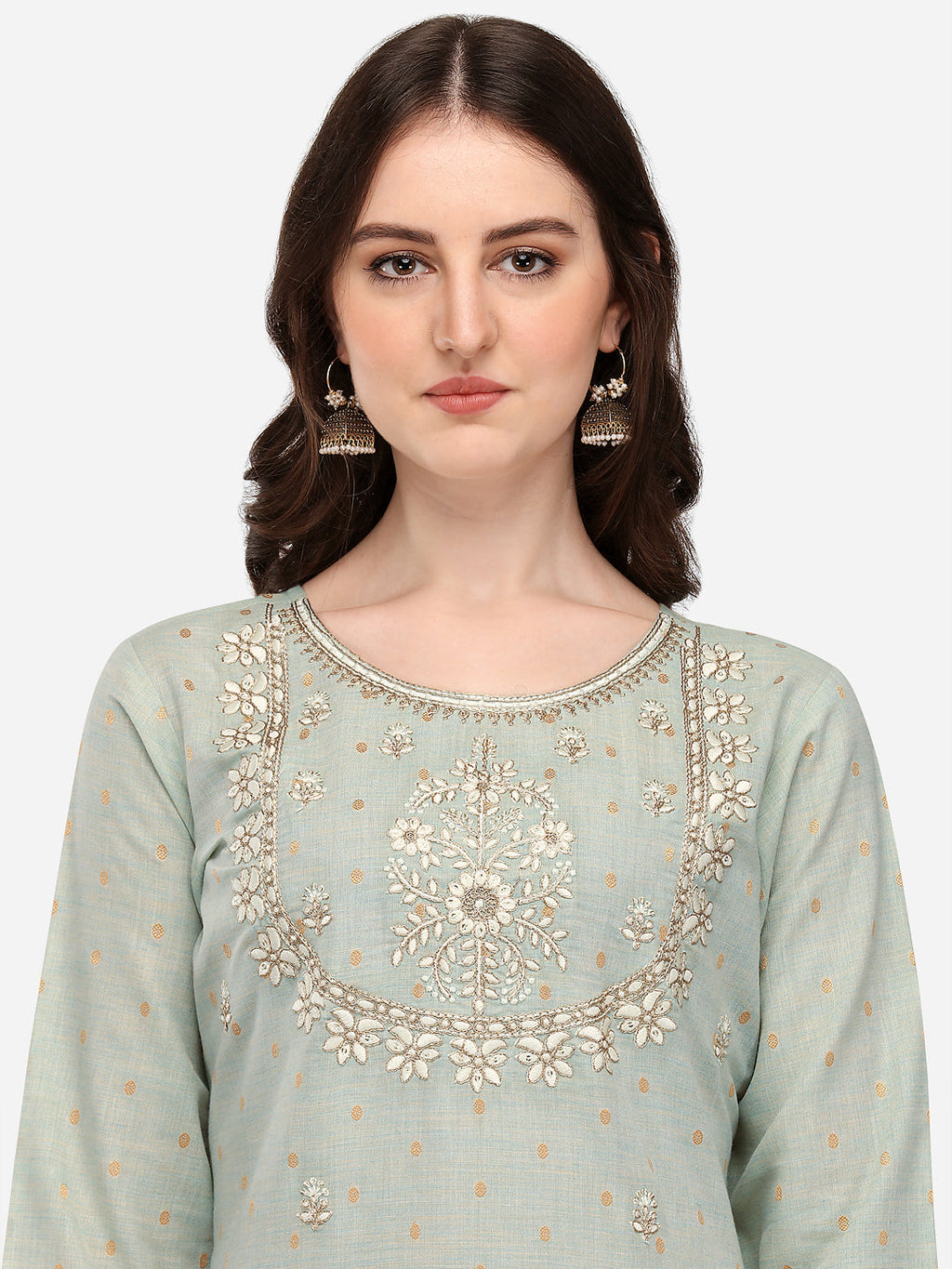 Embroidered Kurta With Pant & Dupatta Set, Multicolor - Hiral Fashion | Grocsy