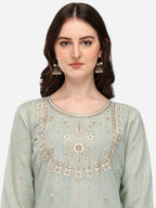 Embroidered Kurta With Pant & Dupatta Set, Multicolor - Hiral Fashion | Grocsy