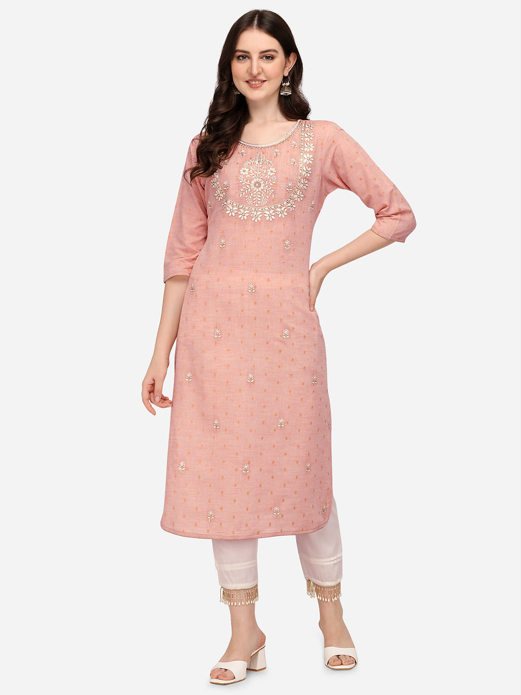 Embroidered Kurta With Pant & Dupatta Set, Multicolor - Hiral Fashion | Grocsy