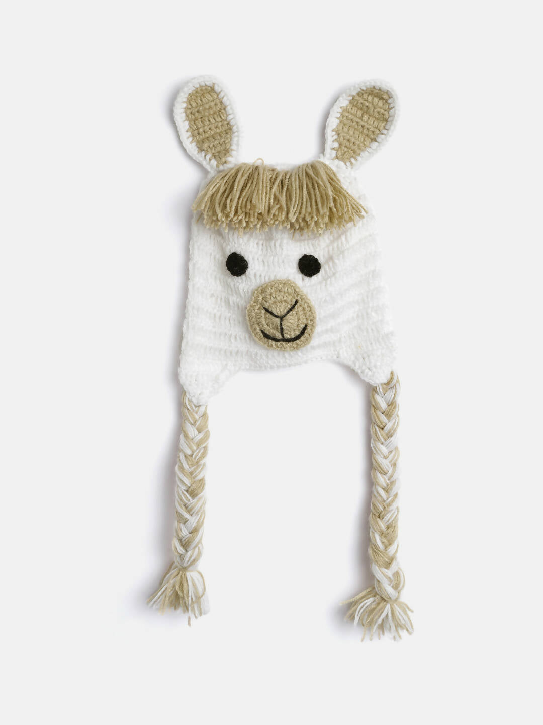 Chutput Kids Woollen Hand Knitted Llama Detail Cap - White | Grocsy