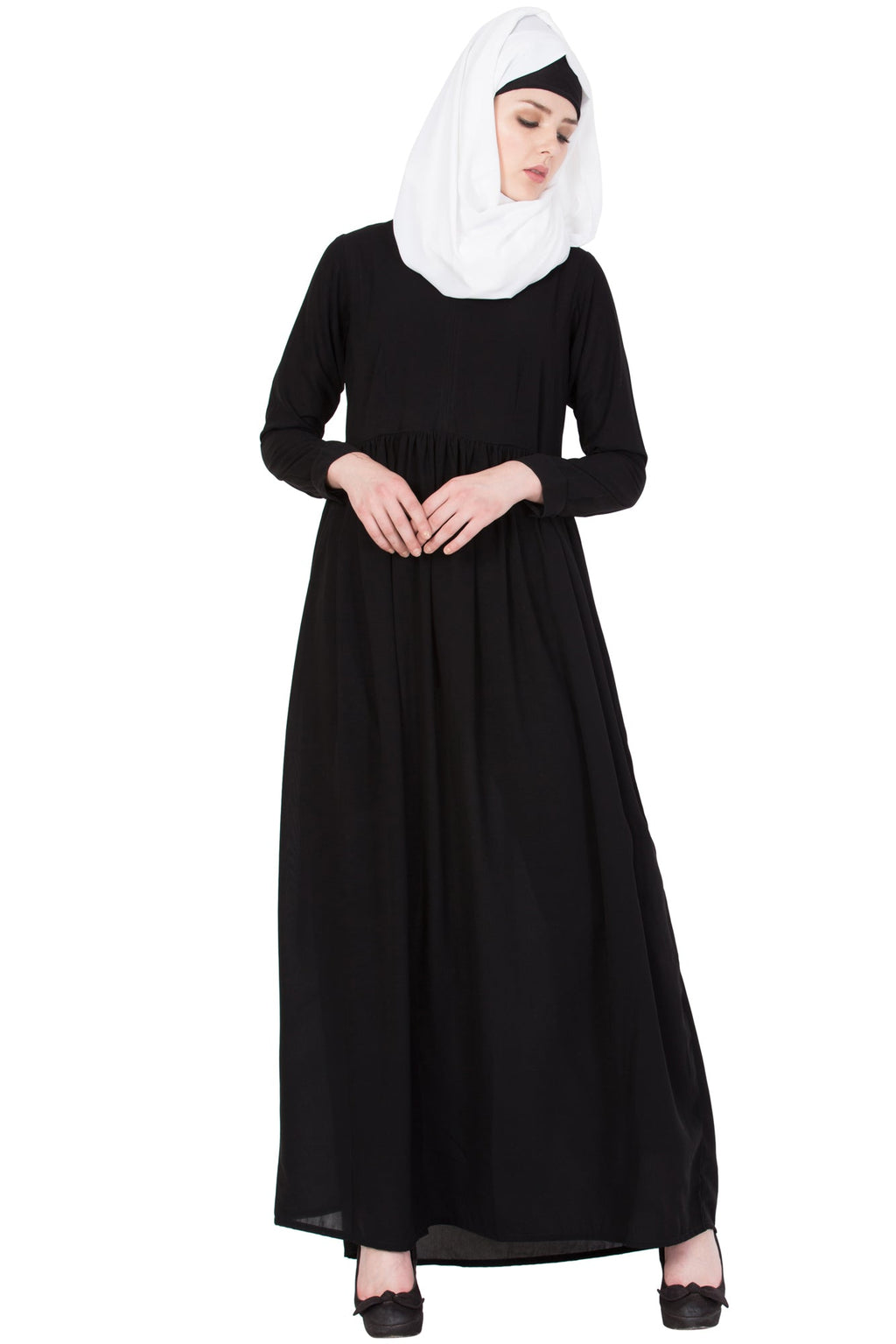 Bashariya Simple Abaya With Gather On Waistline | Grocsy