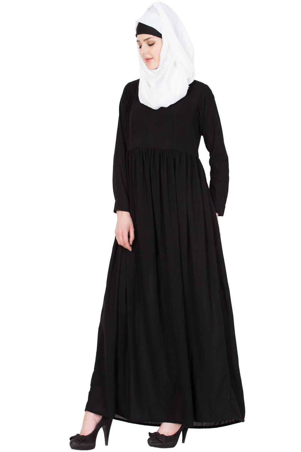 Bashariya Simple Abaya With Gather On Waistline | Grocsy