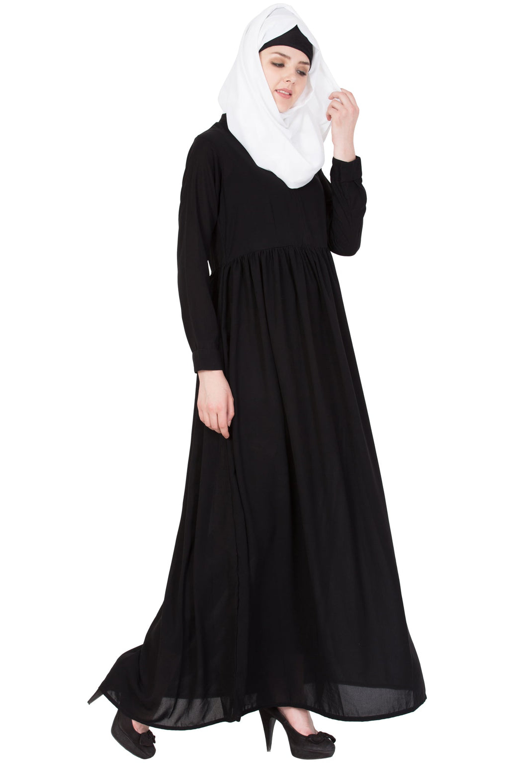 Bashariya Simple Abaya With Gather On Waistline | Grocsy