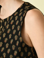 Myshka Women's Black Ethnic Motifs Printed Top | Grocsy