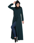 Bashariya Front Open Abaya In Firdaus Fabric With Fabric Belt and Side Pockets | Grocsy