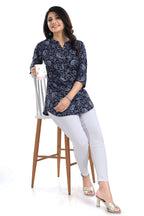 Snehal Creations Ethnic Galore Blue Short Tunic Top for Women | Grocsy