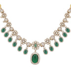 Nuyug 18K Gold Plated Emerald Blossom Necklace Set | Grocsy