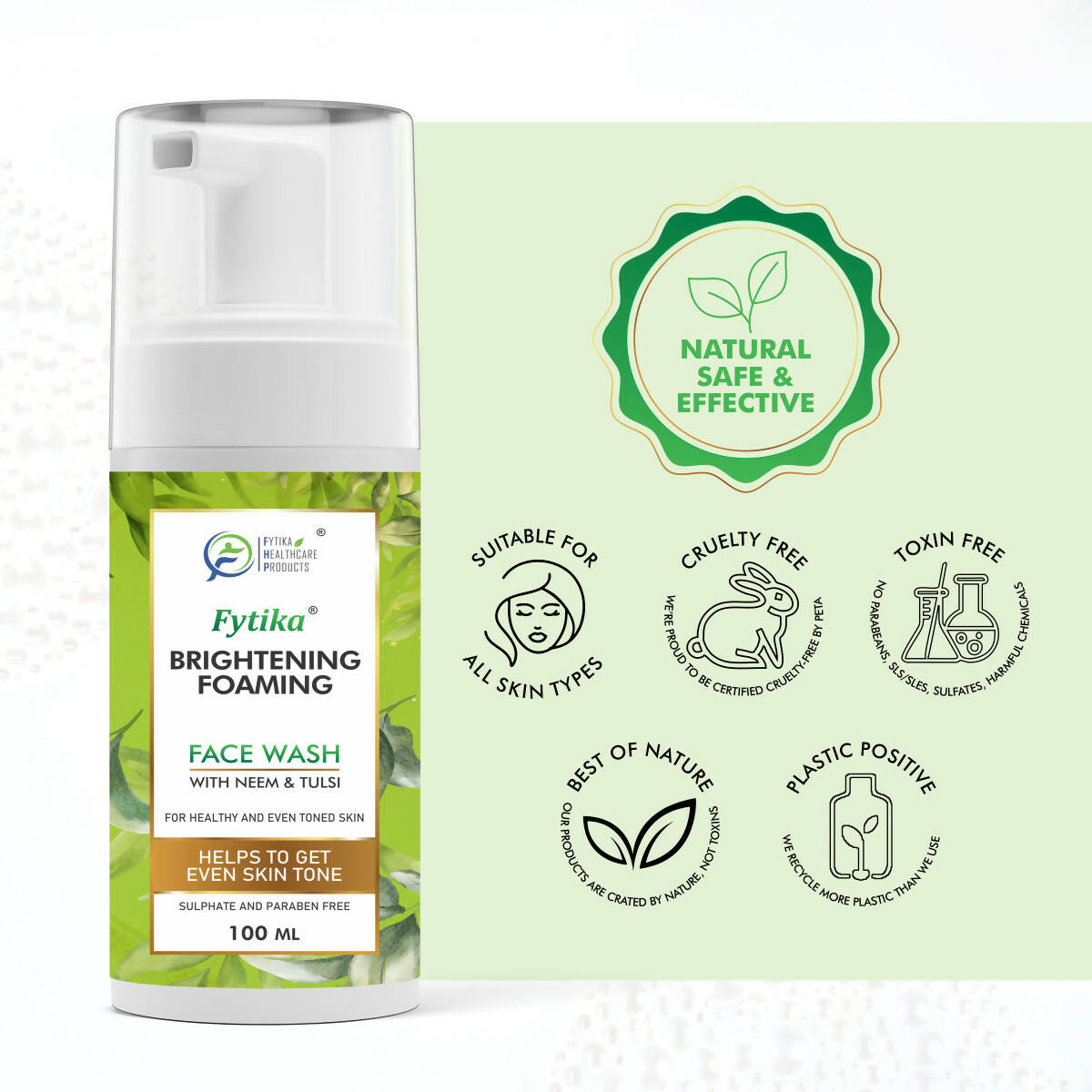 Fytika Brightening Foaming Facewash With Neem & Tulsi | Grocsy