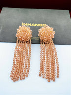 Inhanns Handmade Crystal Waterfall Earrings - Long - Peach Big | Grocsy