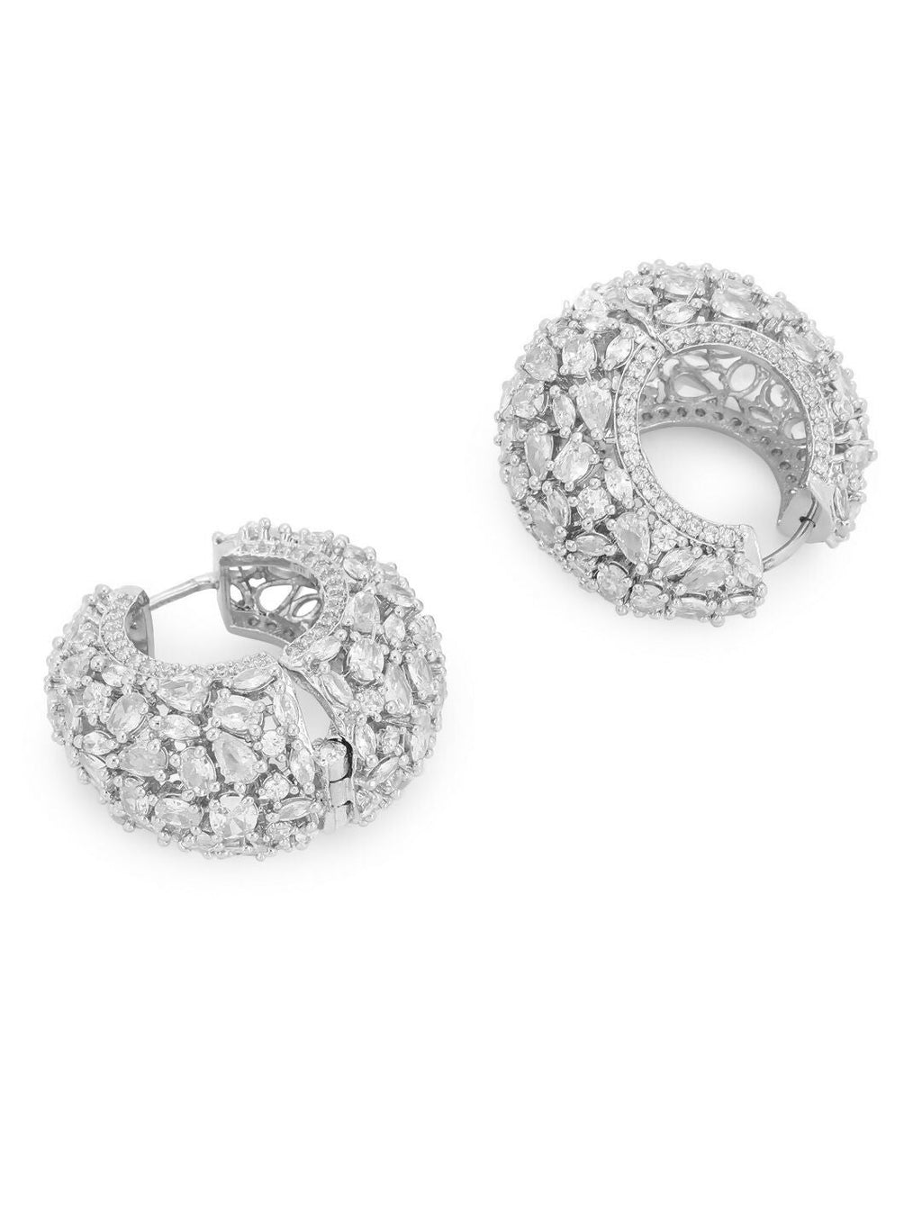 American Diamond Hoops Earrings- Ruby Raang