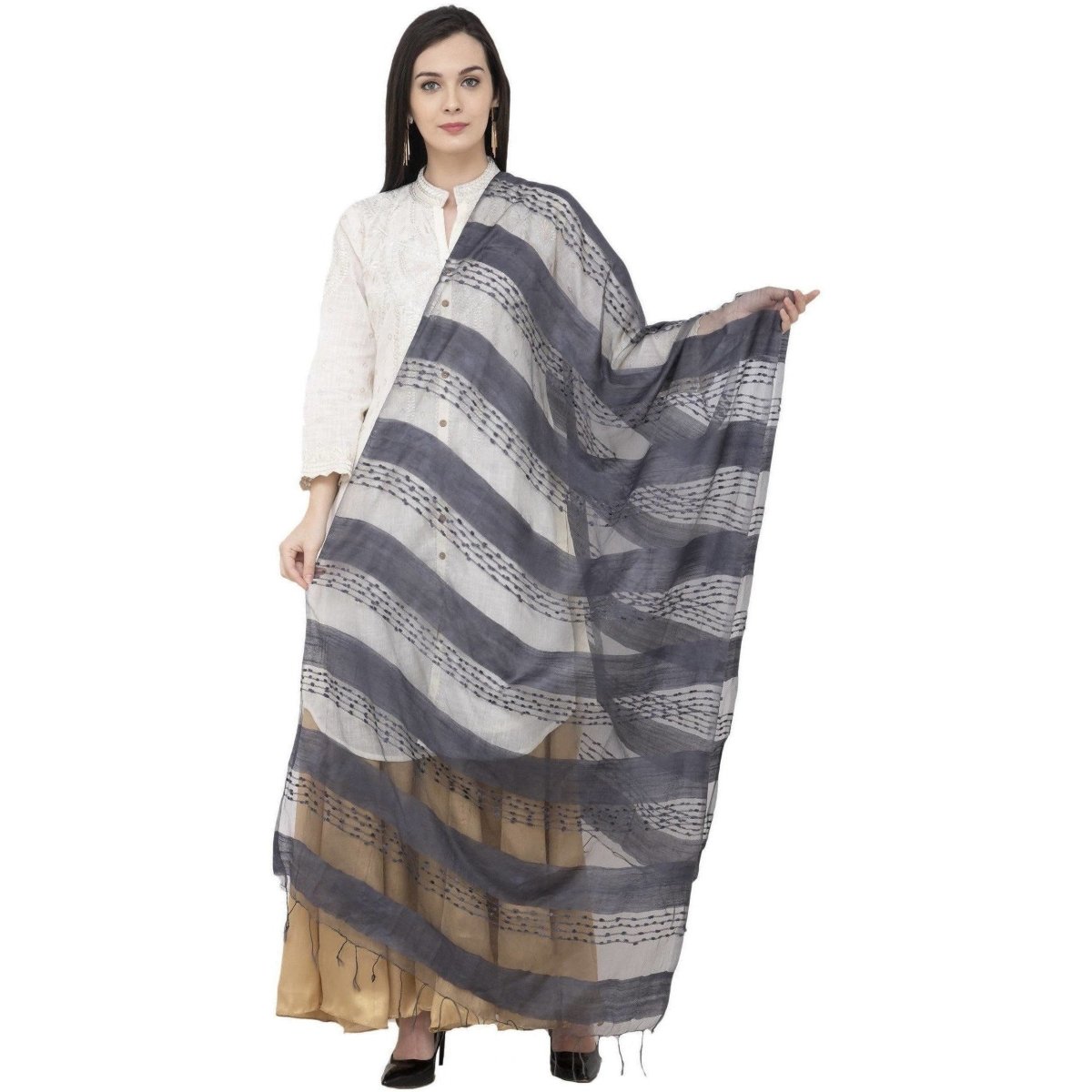 A R Silk Payal Plan Regular Dupatta Gray Color Dupatta or Chunni | Grocsy