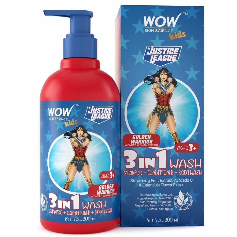Wow Skin Science Kids 3 in 1 Wash - Golden Warrior Wonder Woman Edition | Grocsy