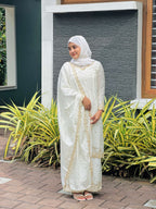 Lehenga Mart Sequence Embroidery Top And Palazzo With Dupatta Set-White | Grocsy