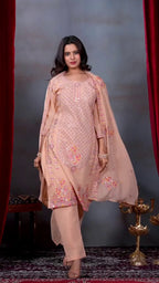 Lehenga Mart Designer Salwar Suit With Kurta Pant Dupatta For Women-Peach | Grocsy