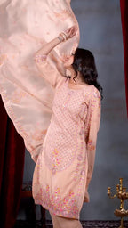 Lehenga Mart Designer Salwar Suit With Kurta Pant Dupatta For Women-Peach | Grocsy
