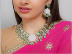 Divisha Alloy Gold-plated Green Meenakari Heavy Jewellery Set | Grocsy