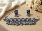 Jewel City Oxidized Silver Mirror Choker Set, Ethnic Indian Jewelry For Women | Grocsy