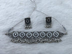 Jewel City Oxidized Silver Mirror Choker Set, Ethnic Indian Jewelry For Women | Grocsy