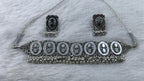 Jewel City Oxidized Silver Mirror Choker Set, Ethnic Jewelry For Women | Grocsy