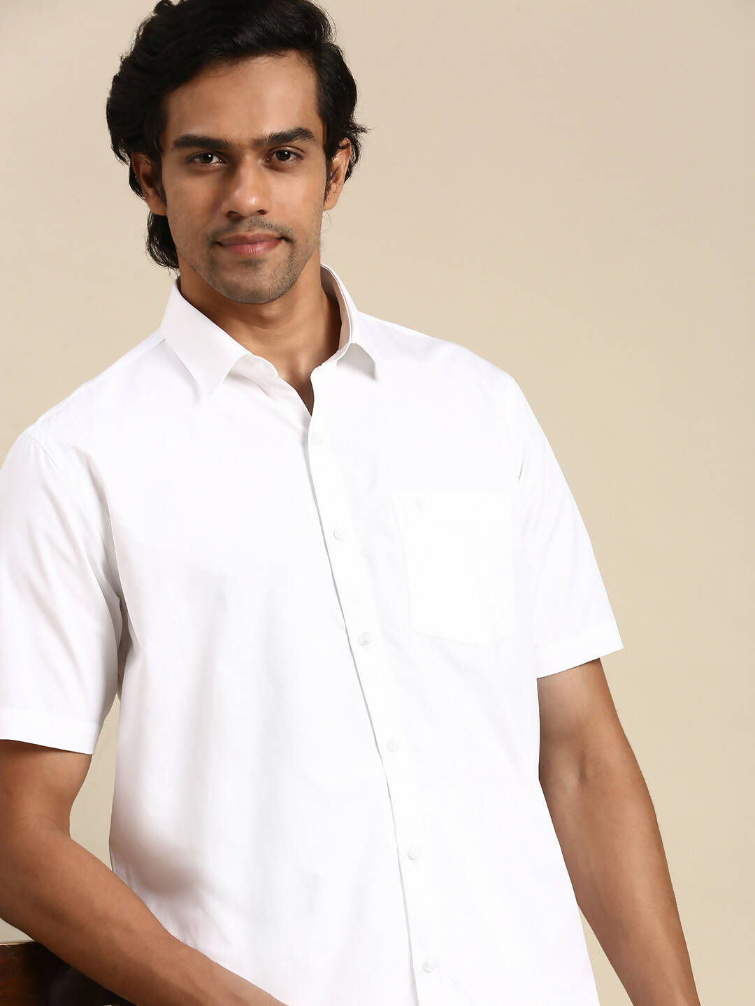 Ramraj Cotton Mens Half Sleeve White Shirt Plus Size - Pure Cotton | Grocsy