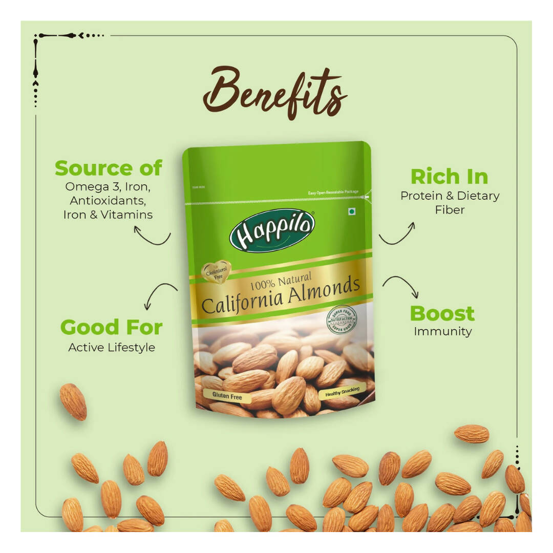 Happilo 100% Natural Premium California Almonds | Grocsy