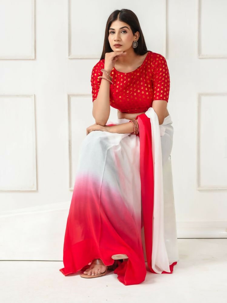 Amodini Designer Studio Women's Banarsi Brocade Red Blouse | Grocsy