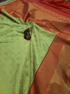 DEIANA'S Beautiful Designer Golden zari Soft Lichi Silk Saree - Pista | Grocsy