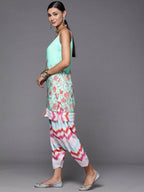 Ahalyaa Women Blue Floral Printed Kurta with Patiala & With Dupatta | Grocsy