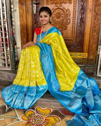 DEIANA'S Beautiful Designer Golden zari Soft Lichi Silk Saree - Yellow | Grocsy