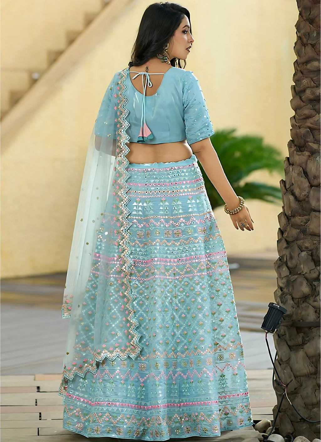 Lehenga Mart Designer Wedding Lehenga Choli For Women - Aqua | Grocsy