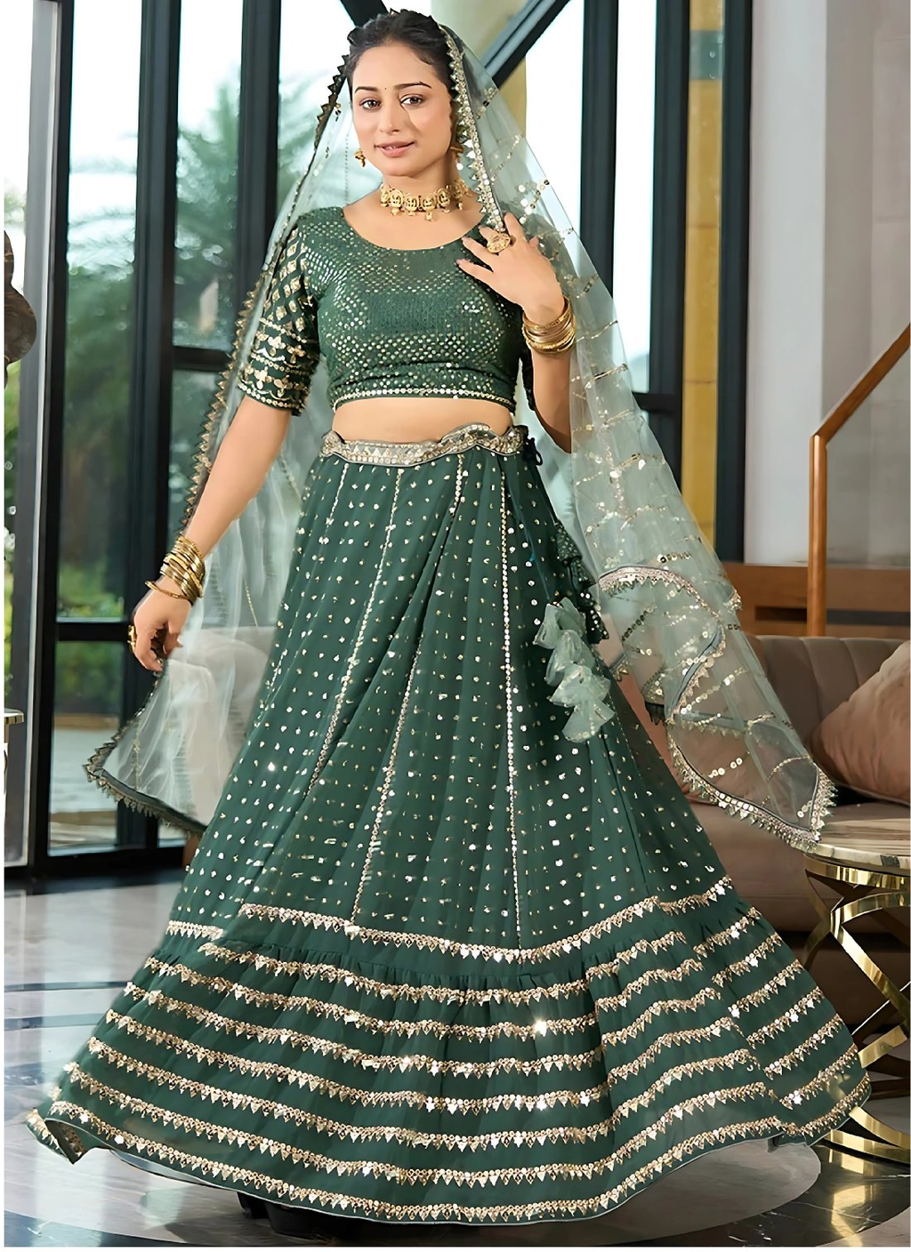 Lehenga Mart Designer Wedding Lehenga Choli For Women - Green | Grocsy