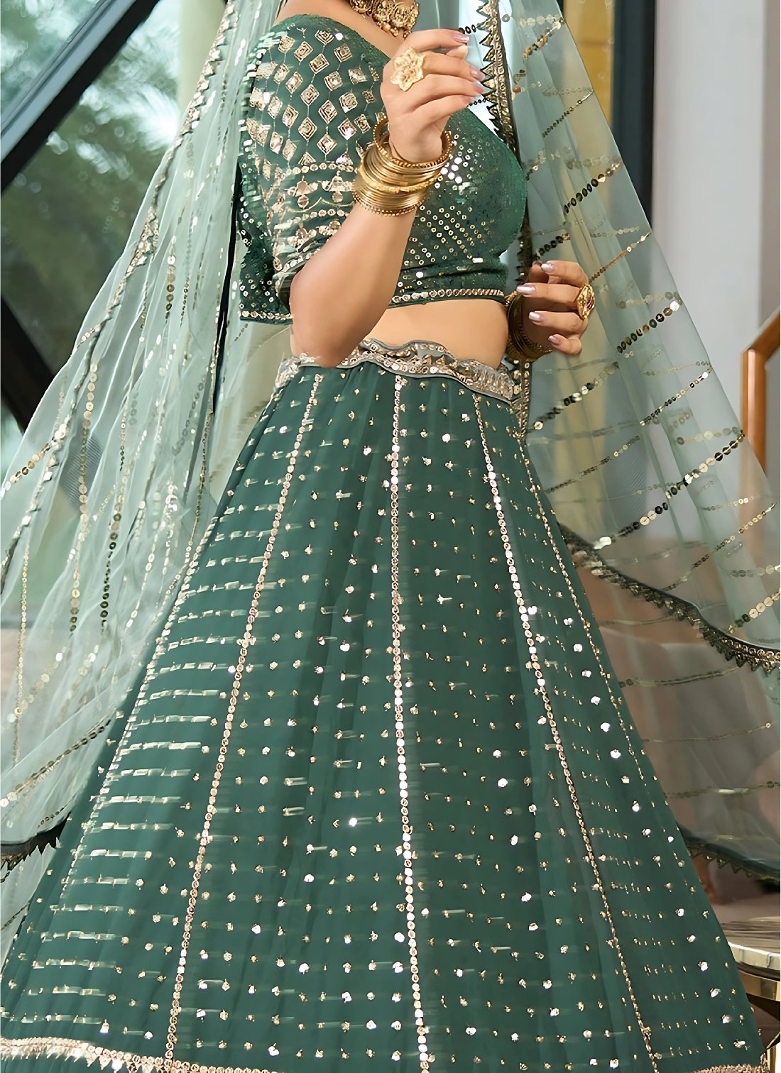 Lehenga Mart Designer Wedding Lehenga Choli For Women - Green | Grocsy