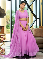 Lehenga Mart Designer Wedding Lehenga Choli For Women - Lavender | Grocsy