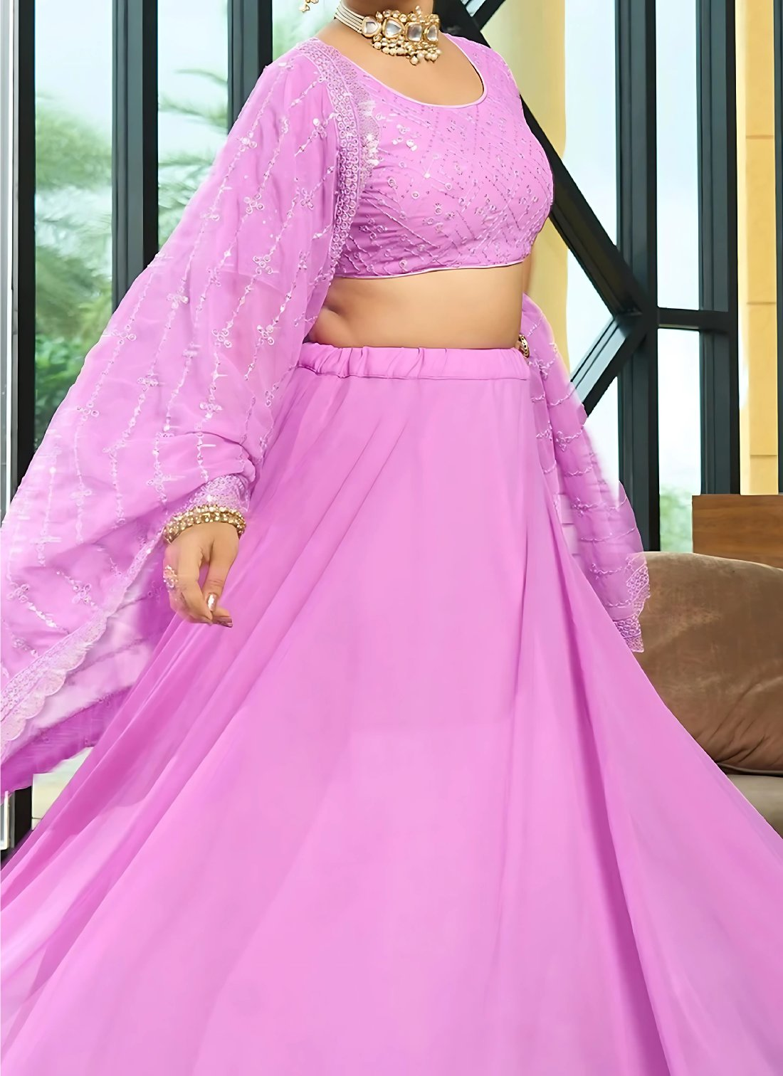 Lehenga Mart Designer Wedding Lehenga Choli For Women - Lavender | Grocsy