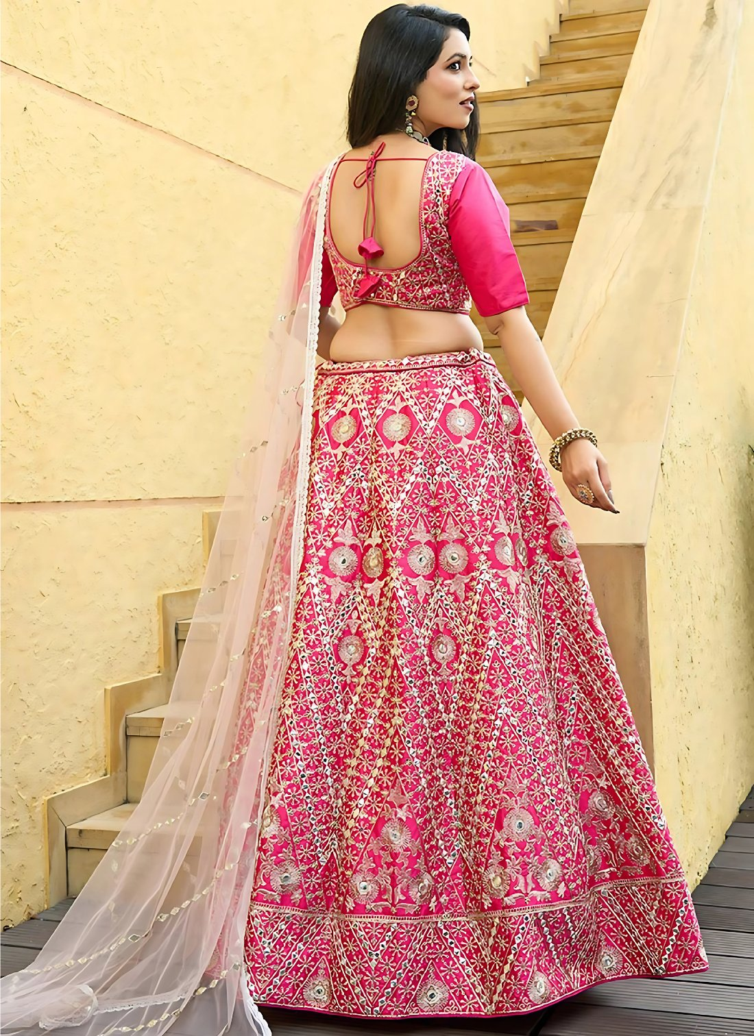 Lehenga Mart Designer Wedding Lehenga Choli For Women - Pink | Grocsy