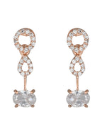 Stylish Rose Gold-Polished Cubic Zirconia American Diamond CZ AD Necklace Jewellery Set For Women & Girls - Wahe Jewels - Swadesiicart