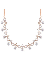 Stylish Rose Gold-Polished Cubic Zirconia American Diamond CZ AD Necklace Jewellery Set For Women & Girls - Wahe Jewels - Swadesiicart