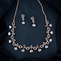Stylish Rose Gold-Polished Cubic Zirconia American Diamond CZ AD Necklace Jewellery Set For Women & Girls - Wahe Jewels - Swadesiicart