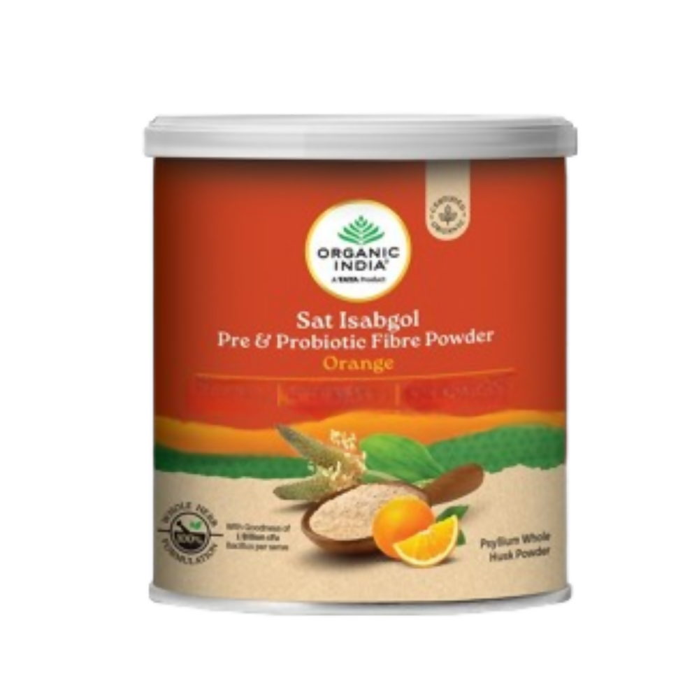 Organic India Sat Isabgol Pre & Probiotic Fibre Powder Orange | Grocsy