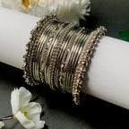 Navratri Ethnic Traditional Silver Oxidized Bangle Set For Women - Wahe Jewels - Swadesiicart