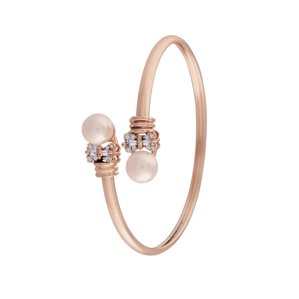 Stylish Rose Gold-Polished Cubic Zirconia American Diamond Adjustable Bracelet For Women & Girls - Wahe Jewels - Swadesiicart