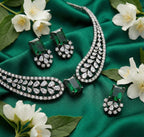 Jewel City Stunning Green American Diamond Necklace Set | Grocsy