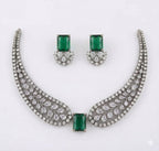 Jewel City Stunning Green American Diamond Necklace Set | Grocsy