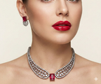 Jewel City Party Wear Red American Diamond Necklace Set | Grocsy