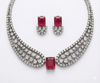 Jewel City Party Wear Red American Diamond Necklace Set | Grocsy