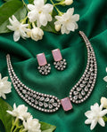 Jewel City Pink American Diamond Necklace Set | Grocsy