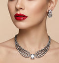 Jewel City White American Diamond Necklace Set | Grocsy